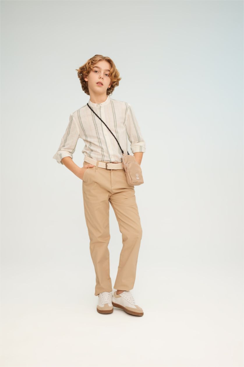 BOYS & TEENS Beige بنطلون جبردين قصة عادية
