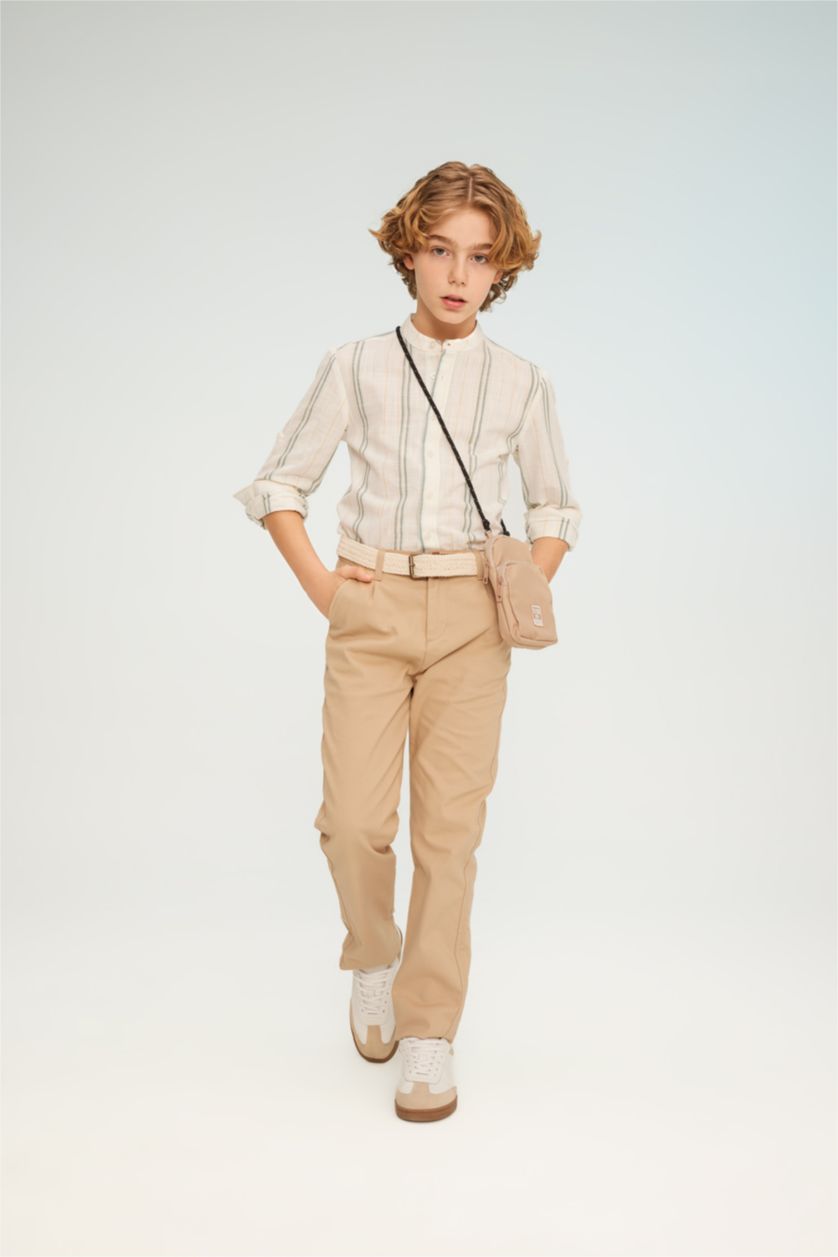 BOYS & TEENS Beige بنطلون جبردين قصة عادية