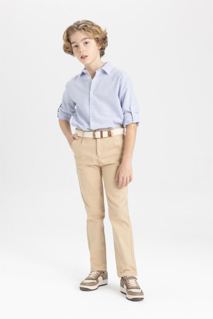 BOYS & TEENS Beige بنطلون جبردين قصة عادية