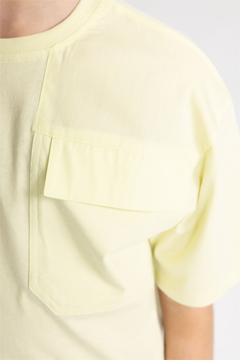 أولادي نعناعي فاتح تيشيرت نص كم اولادي اوفر سايز برقبة مستديرة