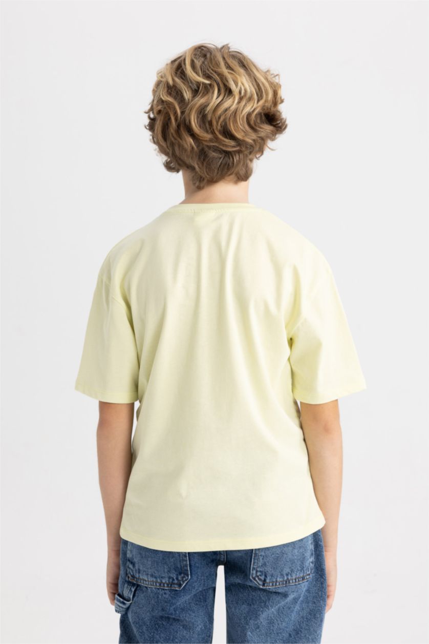 أولادي نعناعي فاتح تيشيرت نص كم اولادي اوفر سايز برقبة مستديرة