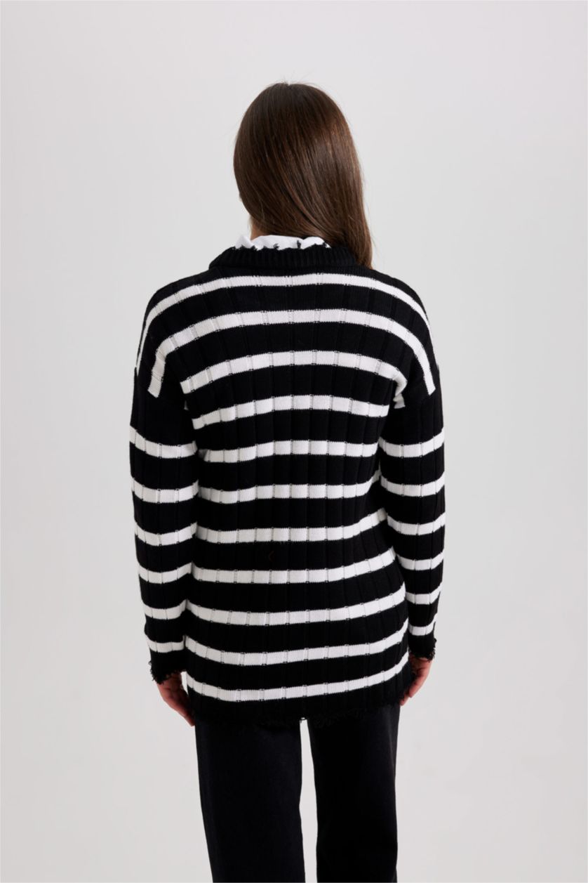 FEMME Noir Tunique Coupe Régulière à Rayures