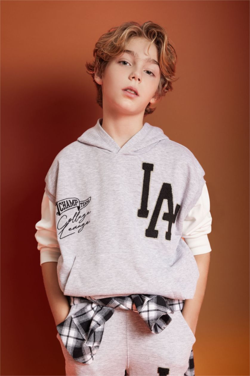 GARÇONS Gris Sweatshirt Oversize à Capuche Sans Manches Pour Garçon