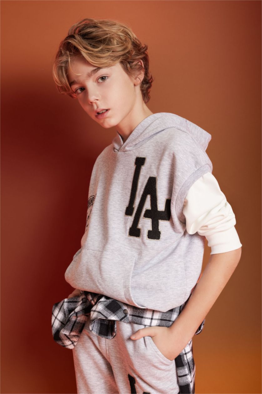 GARÇONS Gris Sweatshirt Oversize à Capuche Sans Manches Pour Garçon