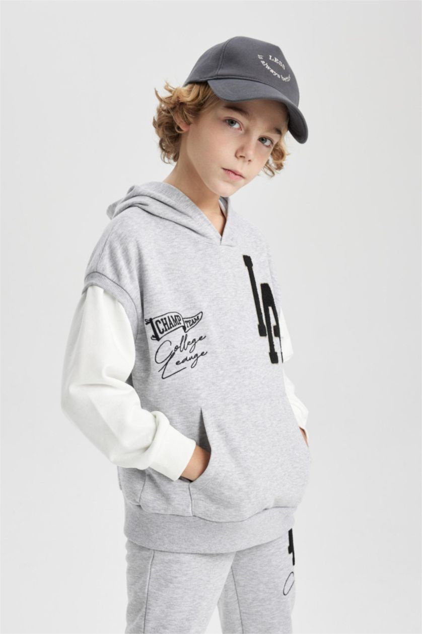 GARÇONS Gris Sweatshirt Oversize à Capuche Sans Manches Pour Garçon