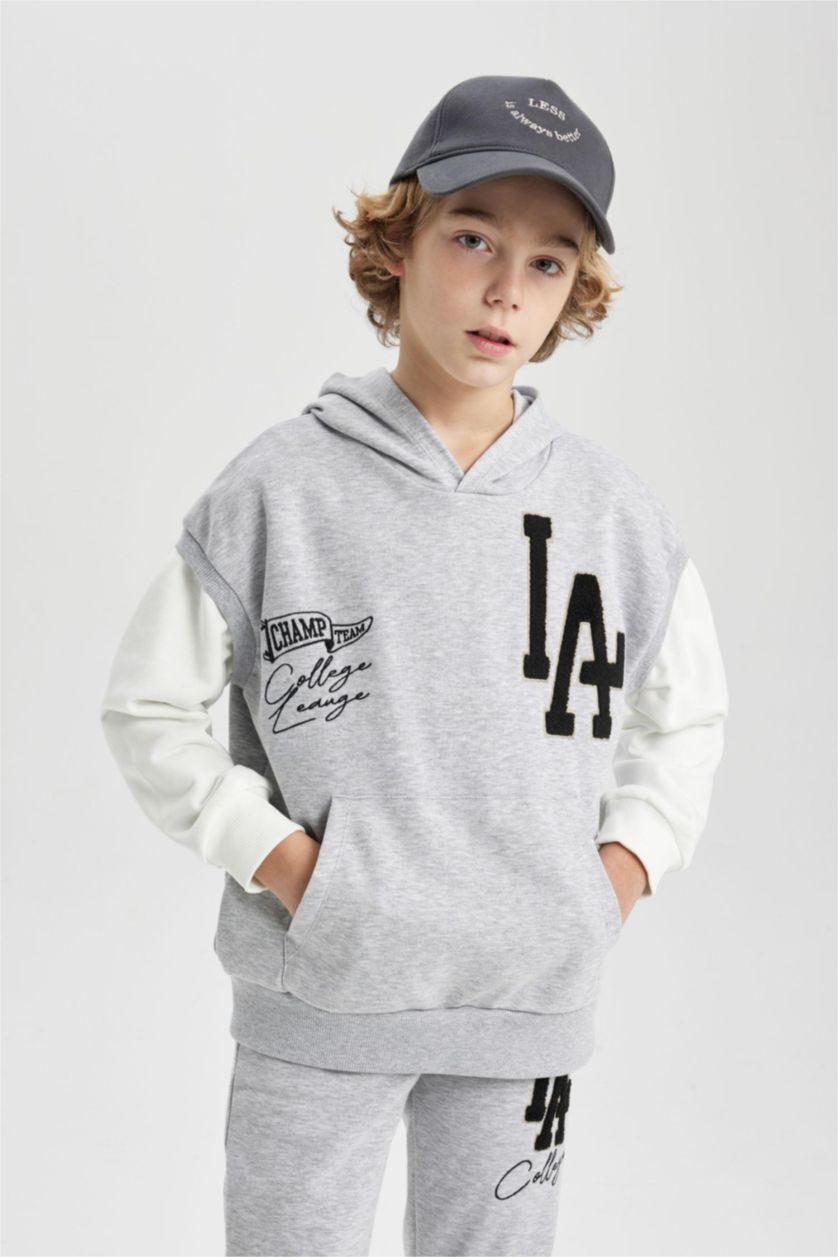 GARÇONS Gris Sweatshirt Oversize à Capuche Sans Manches Pour Garçon