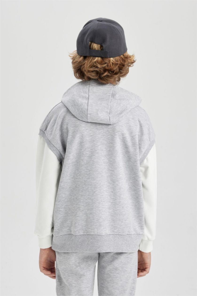 GARÇONS Gris Sweatshirt Oversize à Capuche Sans Manches Pour Garçon