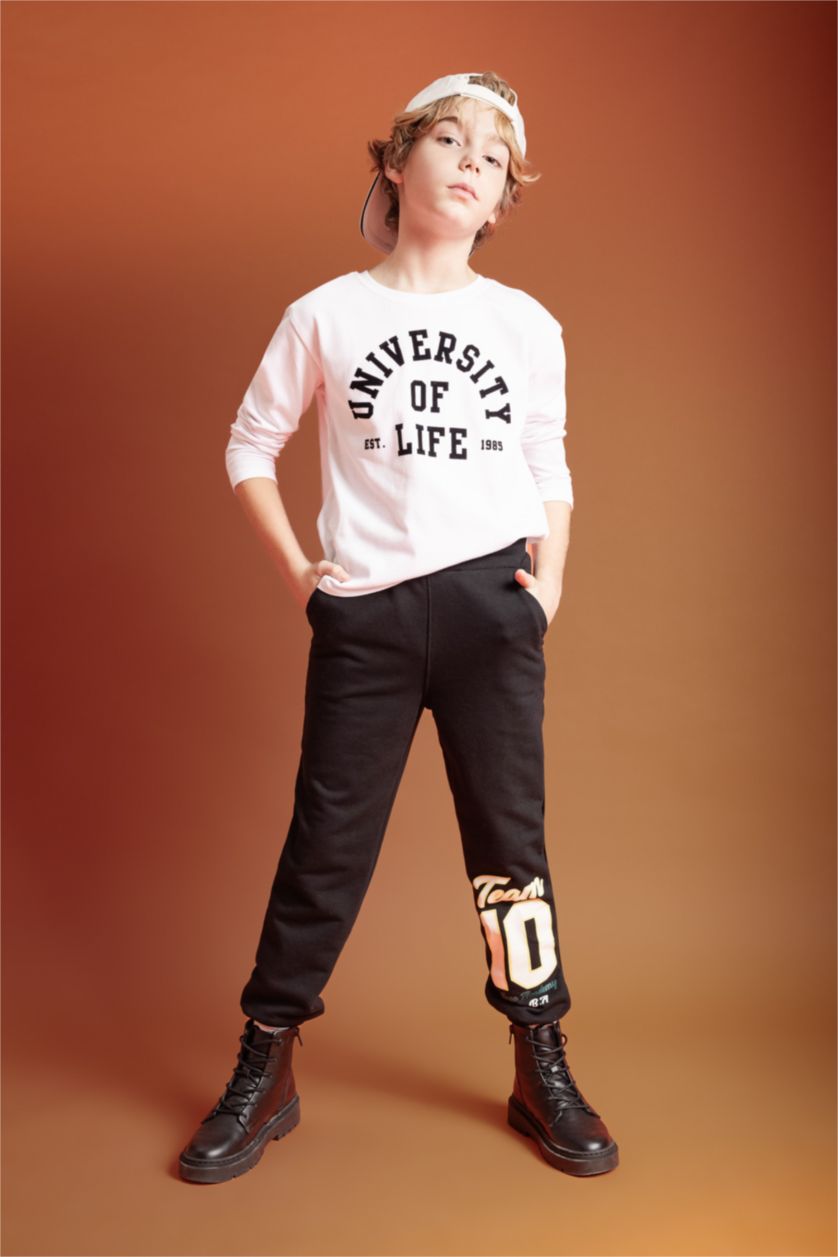 Мальчики и подростки Черный Штаны с принтом для мальчиков, Школьная коллекция