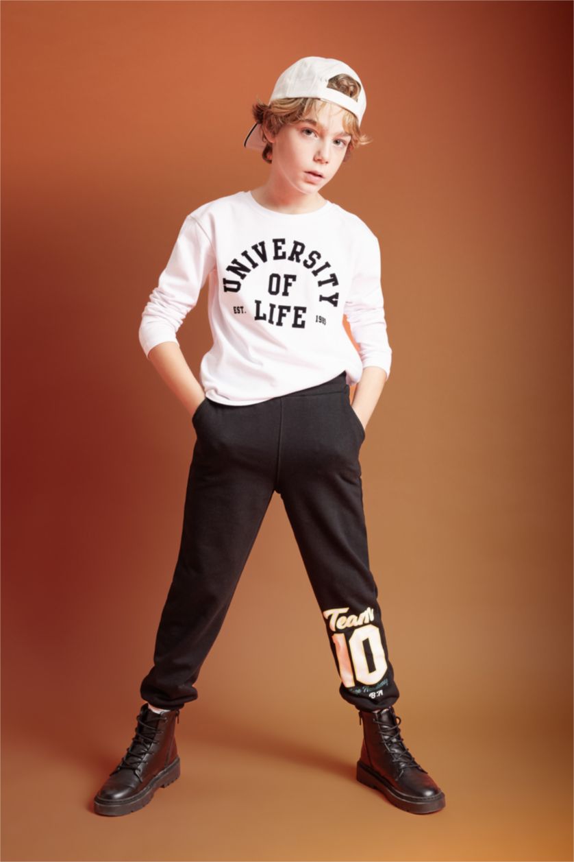 Мальчики и подростки Черный Штаны с принтом для мальчиков, Школьная коллекция