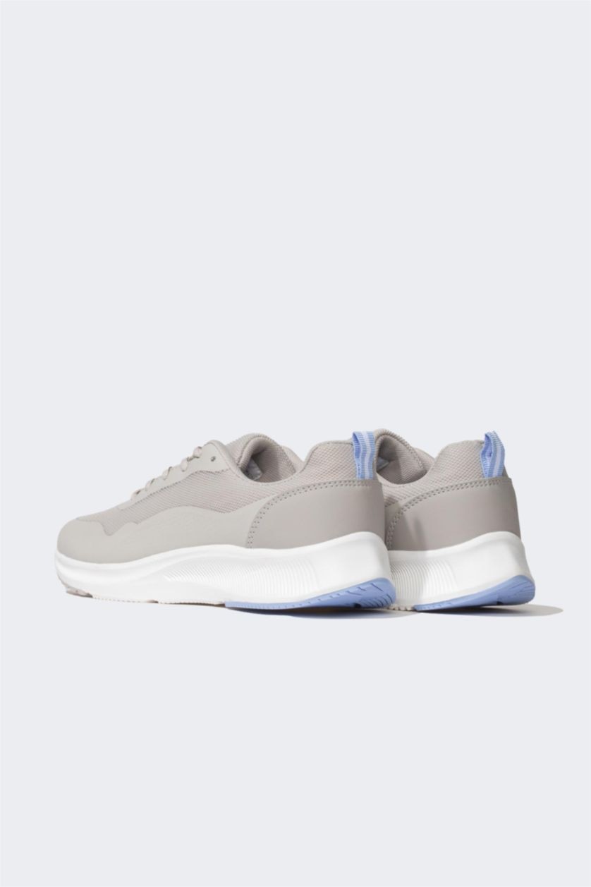 حريمي رمادي حذاء رياضي حريمي جلد صناعي برباط