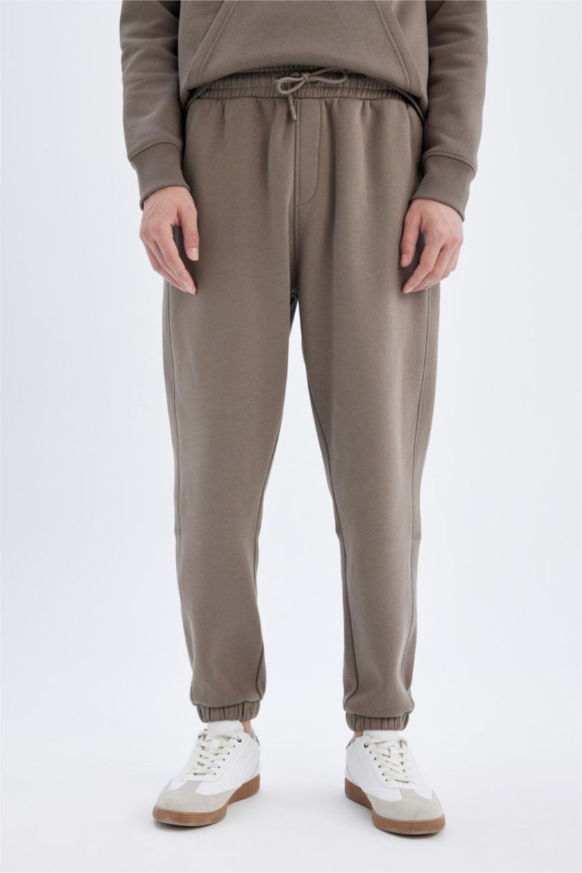 Erkek Açık Kahve Regular Fit Eşofman Altı Cepli Beli Bağcıklı Lastikli Paça 