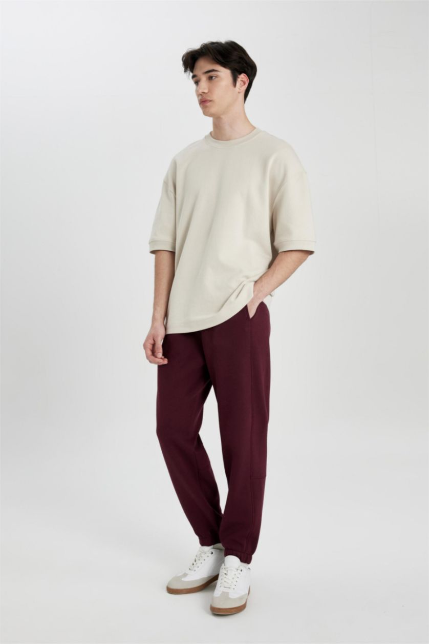 رجالي خمري بنطلون سويت بانتس بقصة عادية بجيب