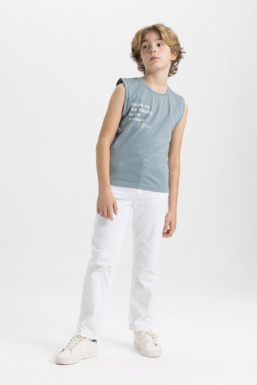 BOYS & TEENS Mat Mavi Boy Crew Neck Printed Sleeveless T-Shirt