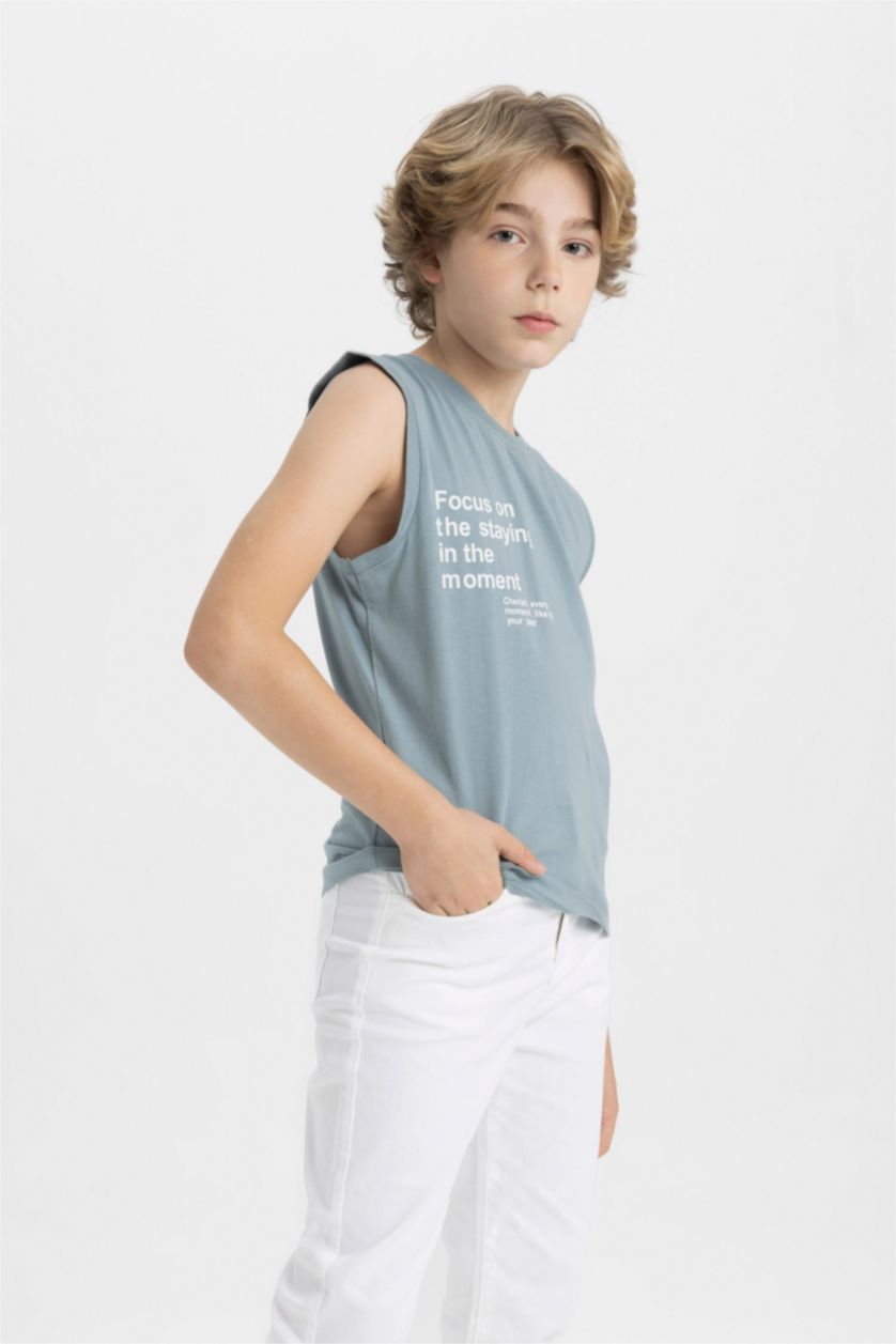 BOYS & TEENS Mat Mavi Boy Crew Neck Printed Sleeveless T-Shirt