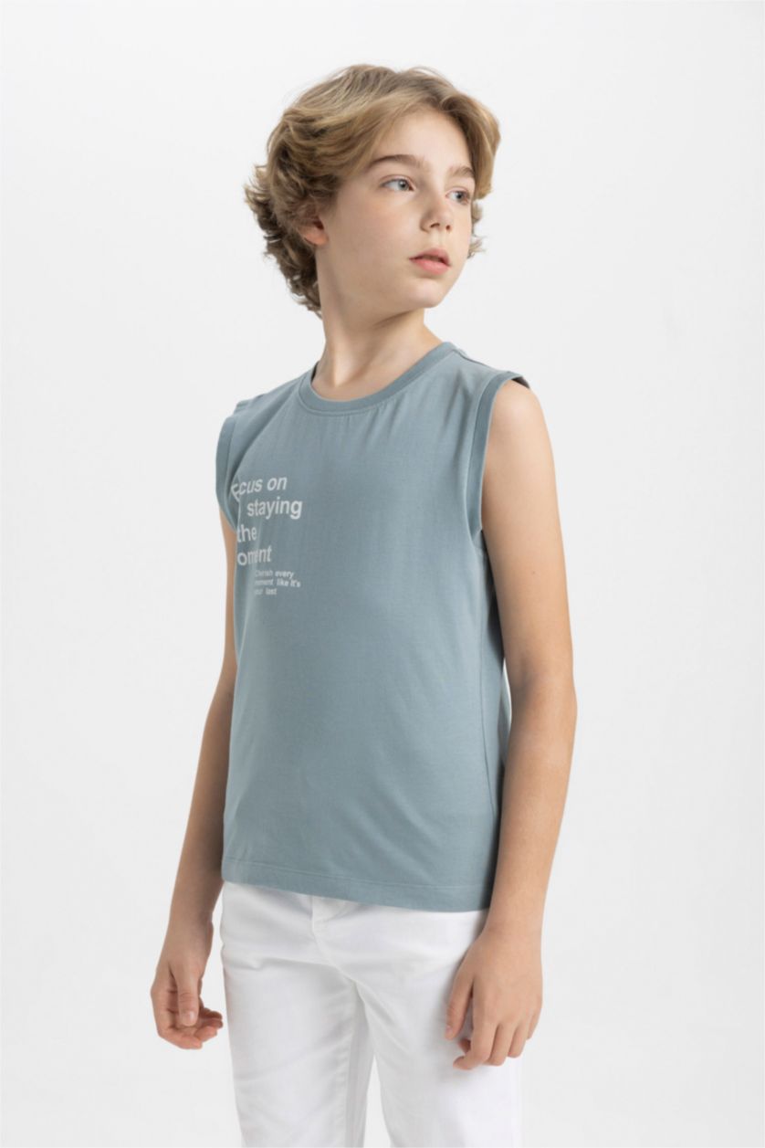 BOYS & TEENS Mat Mavi Boy Crew Neck Printed Sleeveless T-Shirt