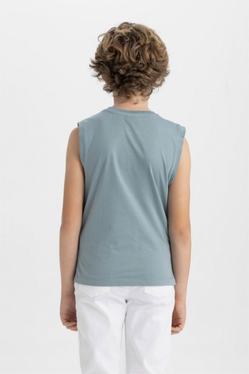 BOYS & TEENS Mat Mavi Boy Crew Neck Printed Sleeveless T-Shirt