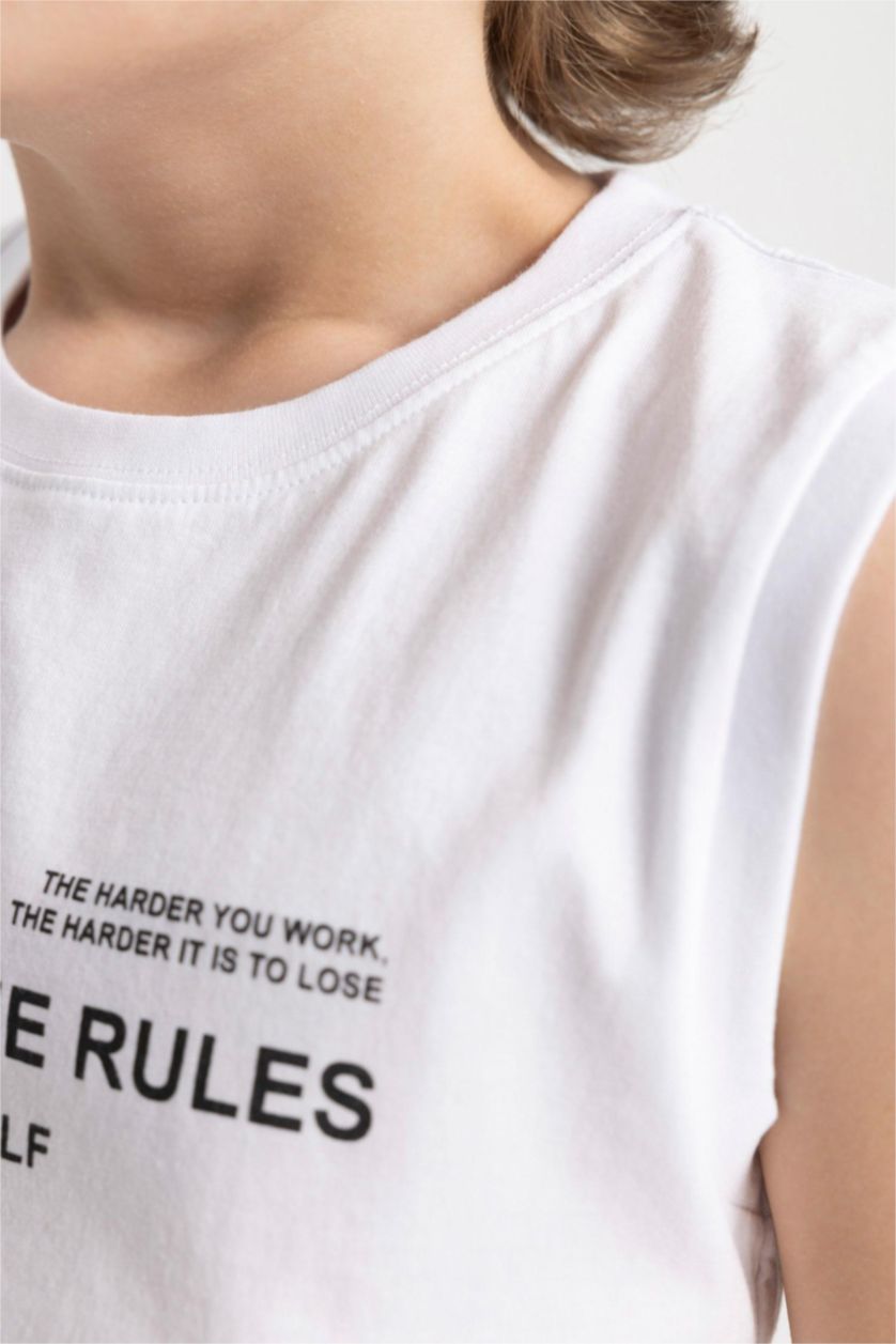 GARÇONS Blanc Débardeur Coupe Régulière Col Ras Du Cou pour Garçon