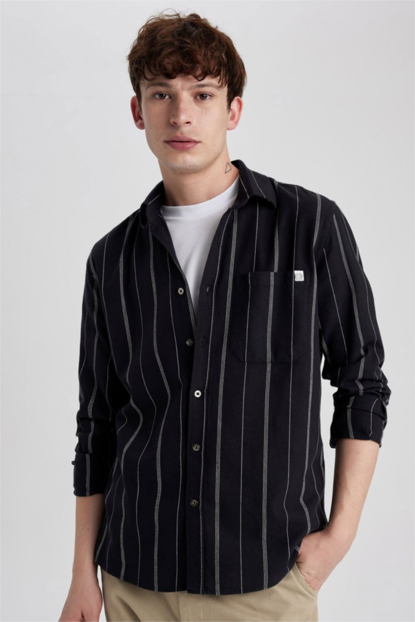 رجالي أنثرا Regular Fit Cotton Long Sleeve Shirt