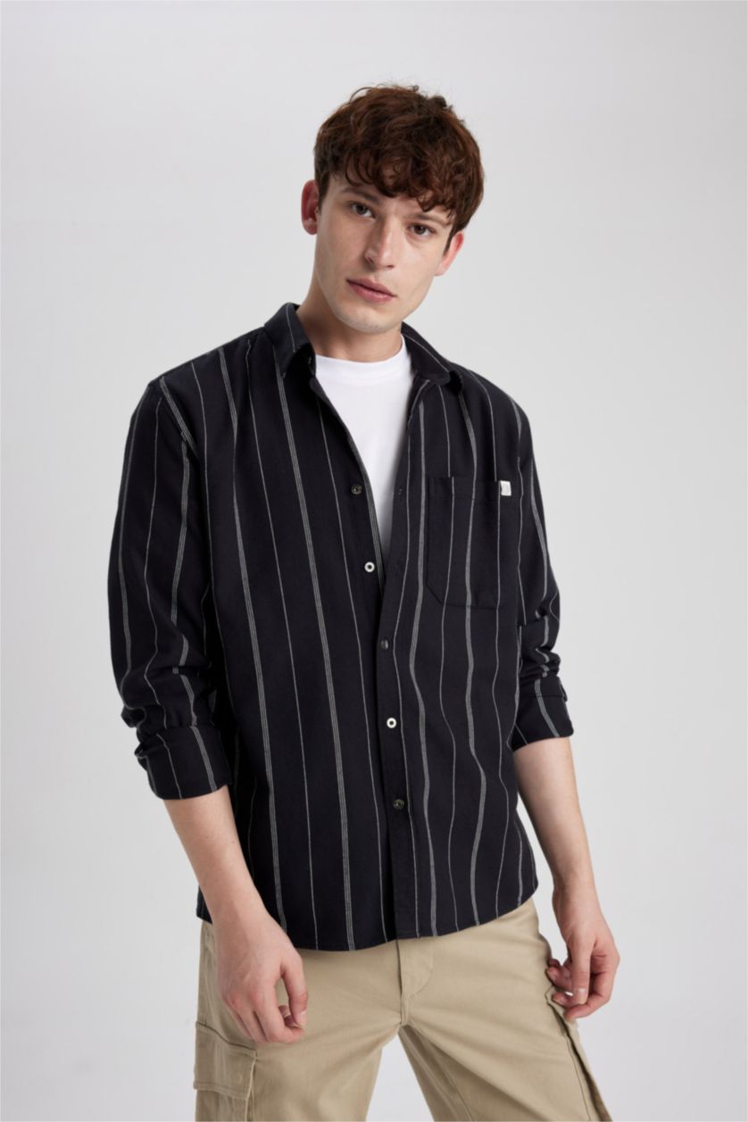 رجالي أنثرا Regular Fit Cotton Long Sleeve Shirt