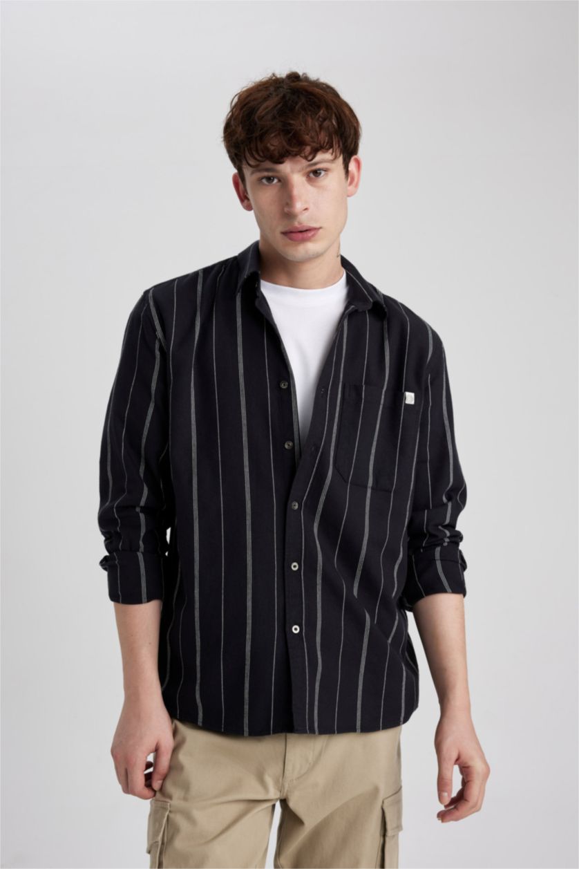 رجالي أنثرا Regular Fit Cotton Long Sleeve Shirt