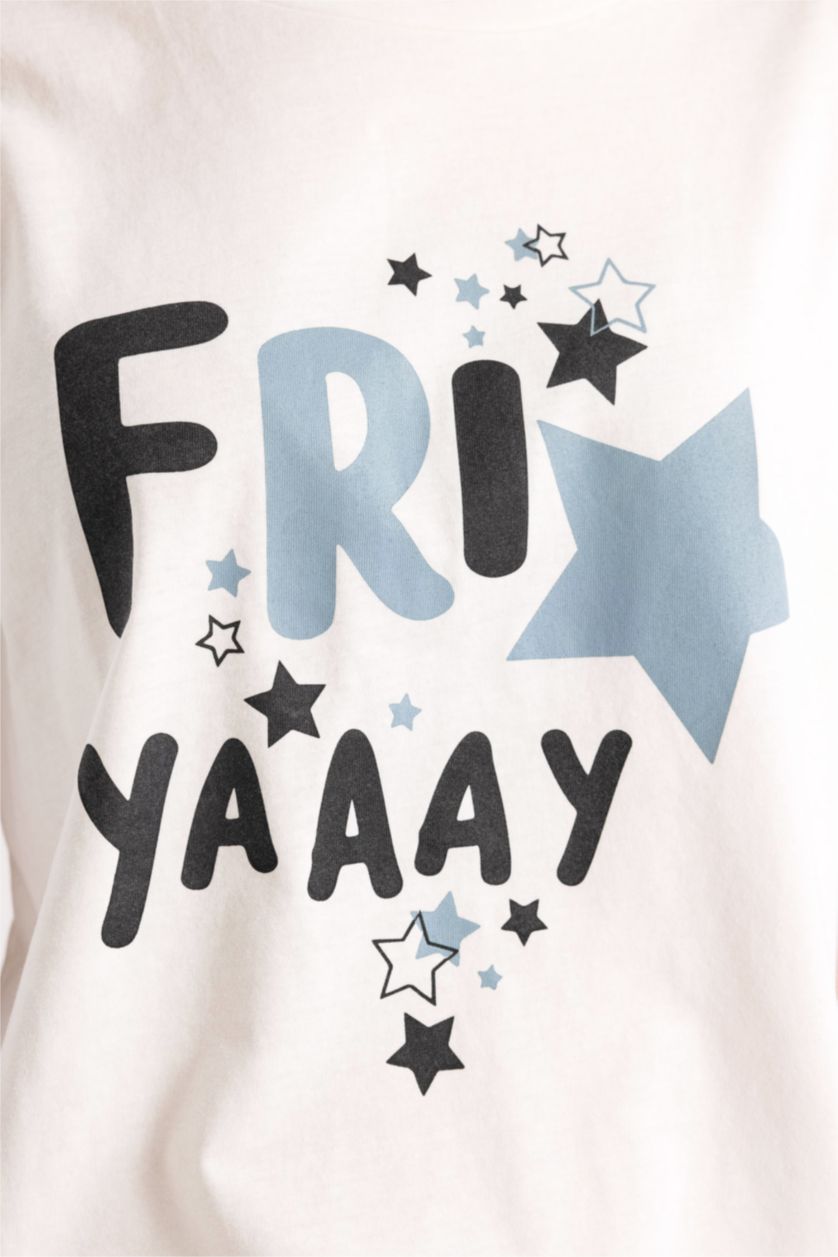 WOMAN Black Fall in Love Printed 2 Piece Pajama Set