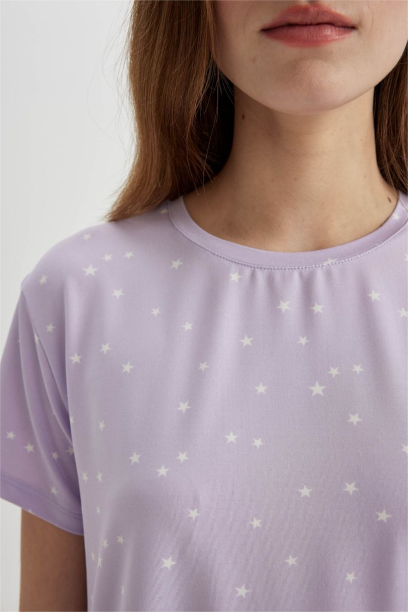 FEMME Violet Clair Pyjama en Softshell Coupe Régulière à manches courtes