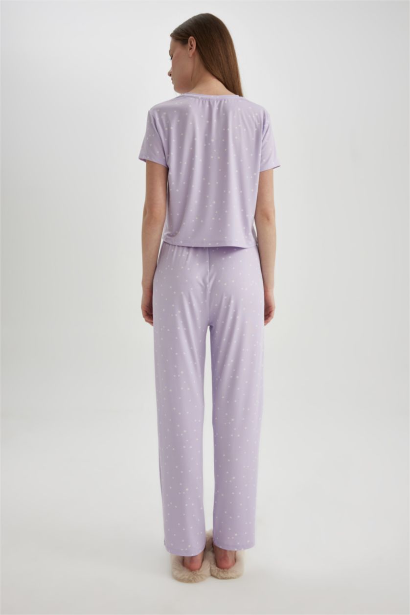 FEMME Violet Clair Pyjama en Softshell Coupe Régulière à manches courtes