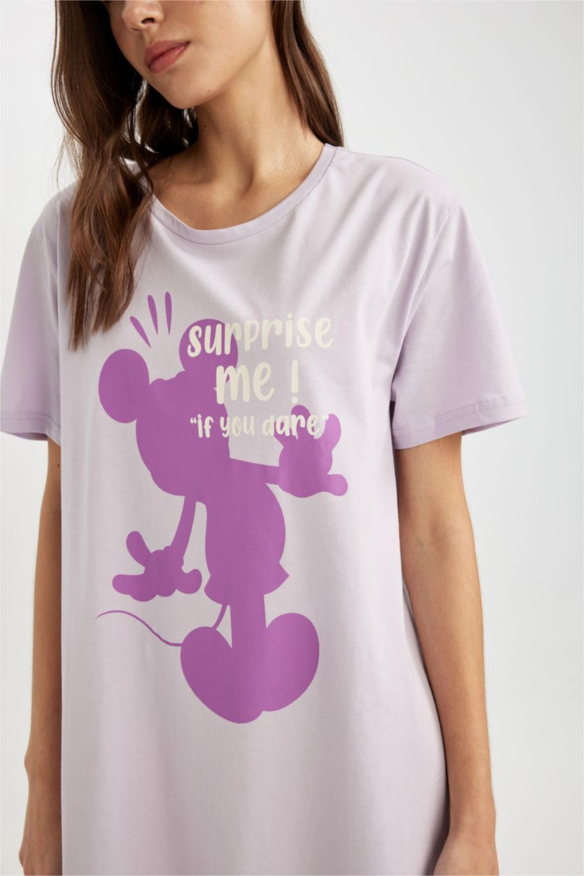 FEMME Violet Clair Robe pyjama à Manches Courtes Disney Mickey & Minnie Fall In Love
