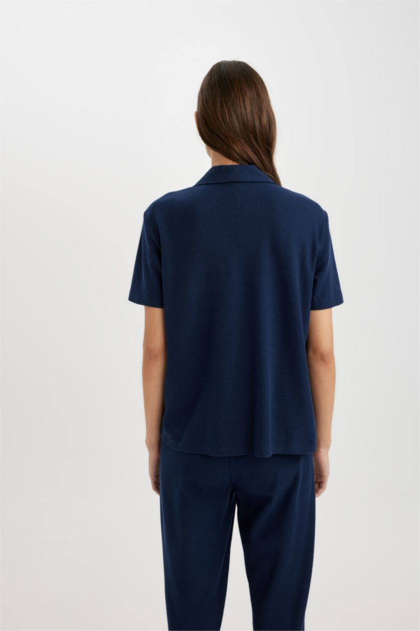 Kadın Lacivert Kısa Kollu Pijama Üstü