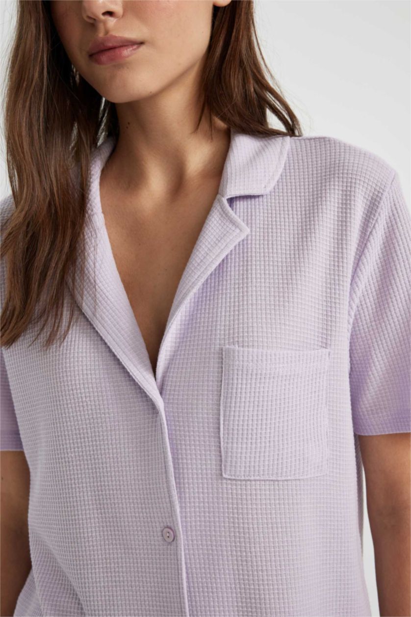 WOMAN Light Lilac Regular Fit Pyjamas Collar Knitted Tops