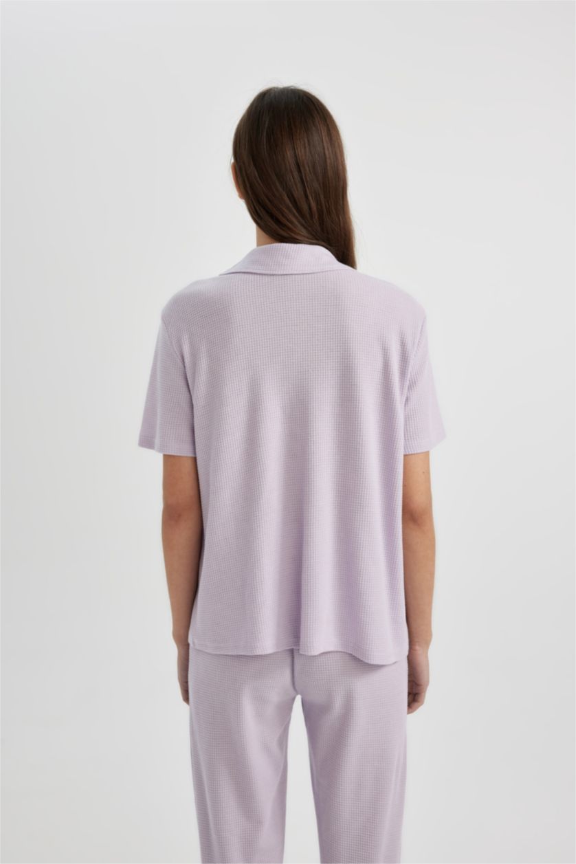 WOMAN Light Lilac Regular Fit Pyjamas Collar Knitted Tops