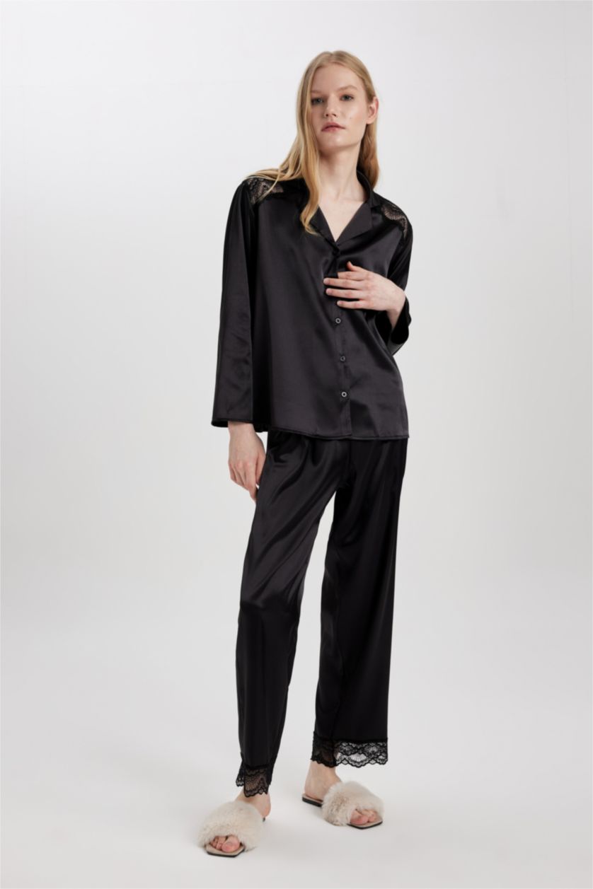 نساء أسود سروال بيجاما ستان قصة عادية من Fall in Love