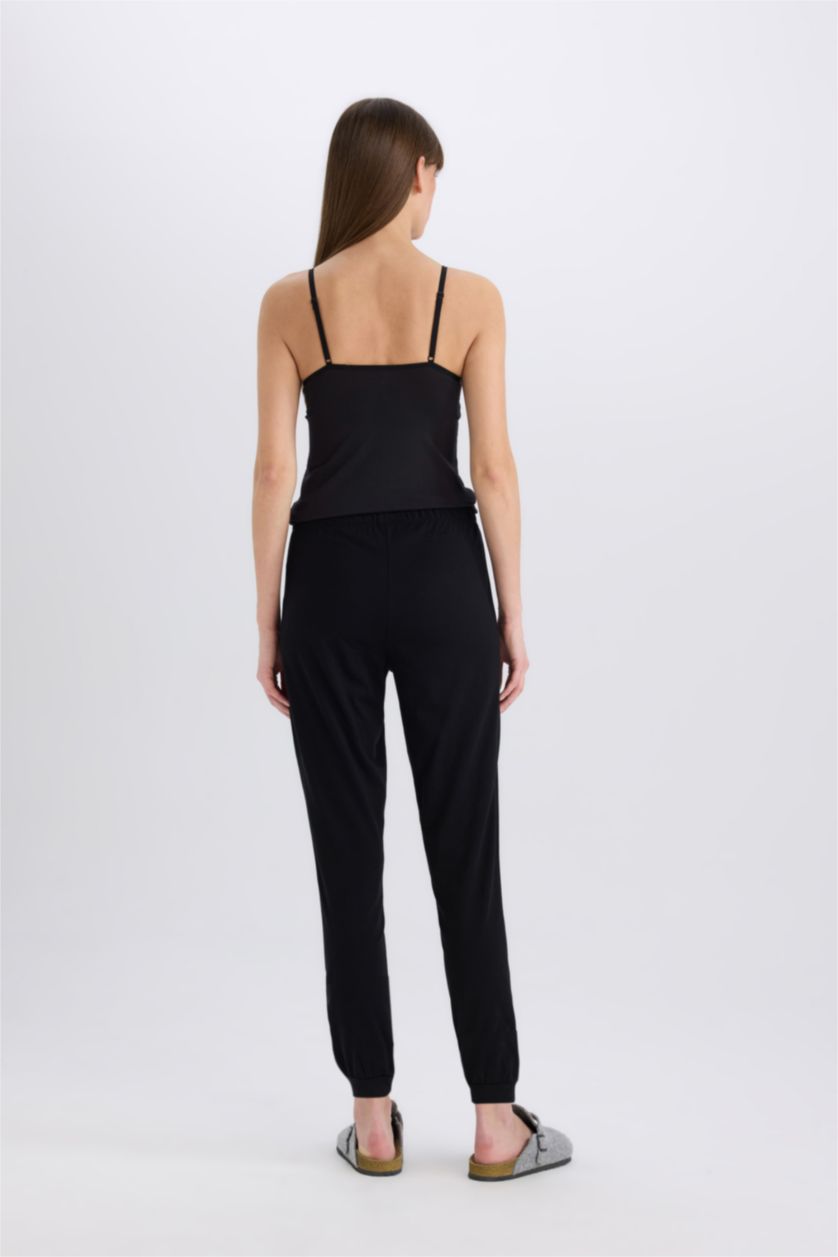 WOMAN Black Elastic Waist Pajama Bottoms