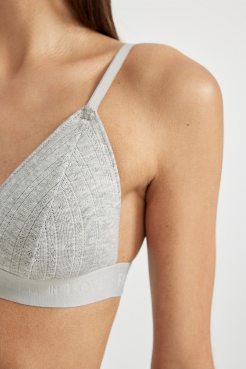 Kadın Gri Melanj Fall in Love Çıkarılabilir Pedli Bra