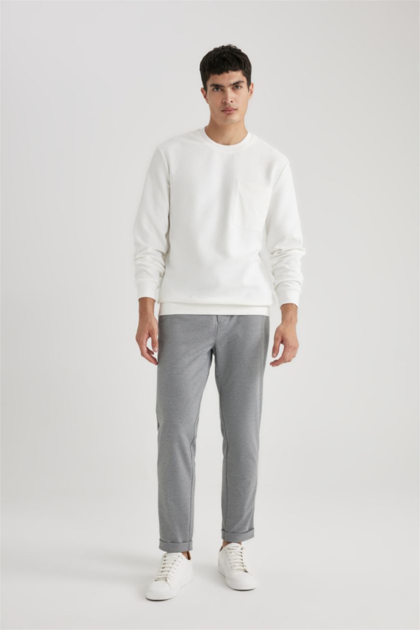 MAN Grey Melange Jogger Double Leg Stretch Trousers