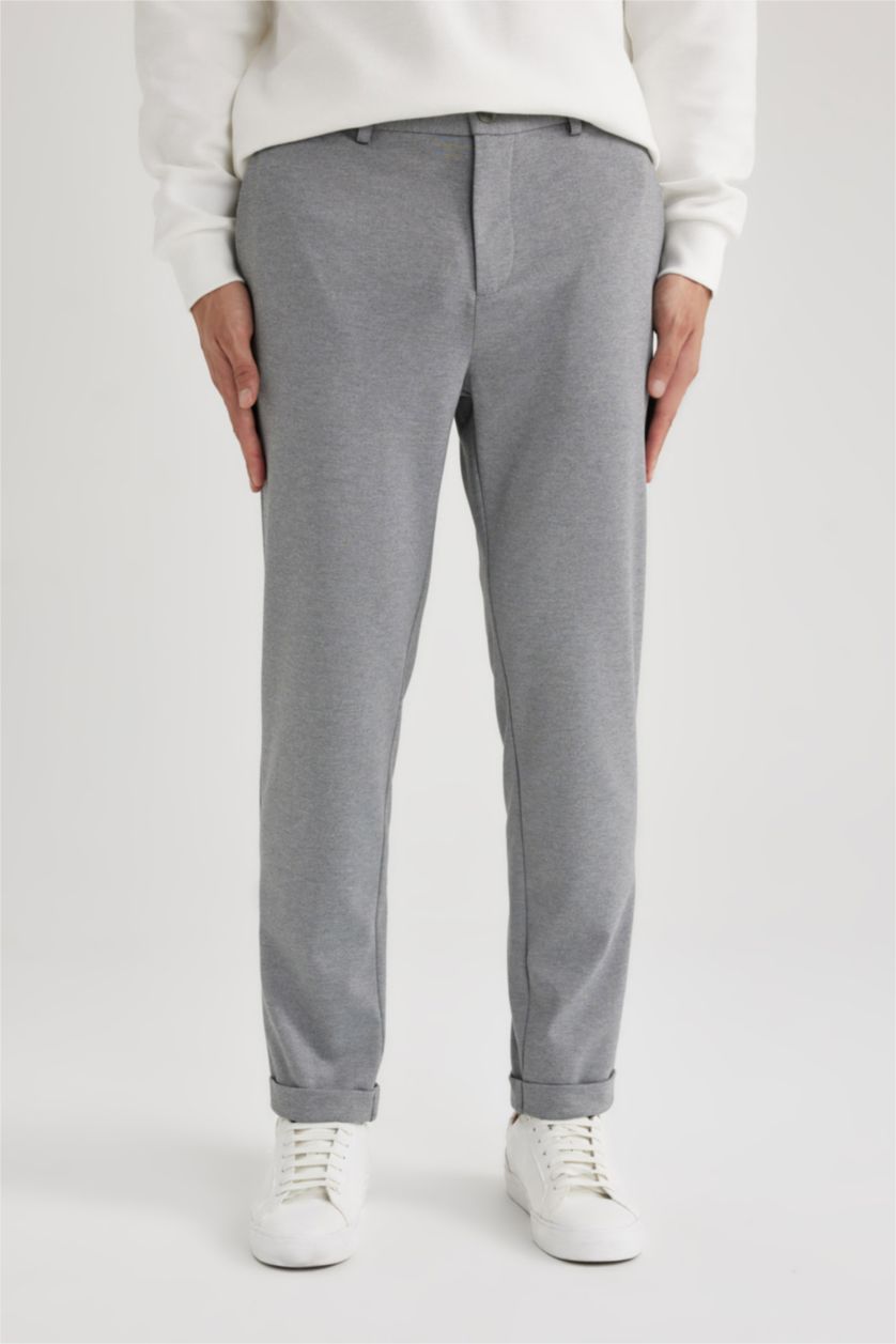 MAN Grey Melange Jogger Double Leg Stretch Trousers