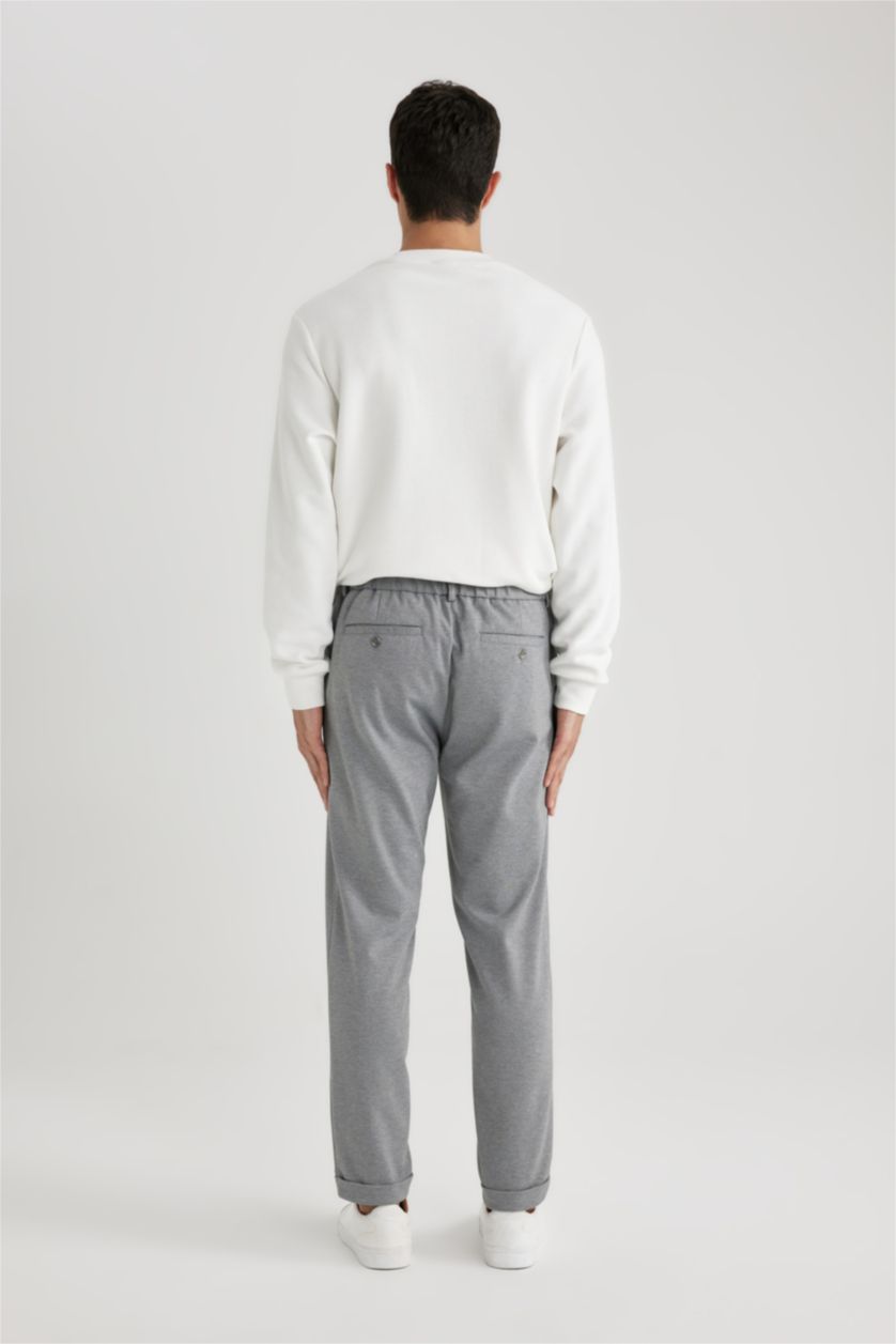 MAN Grey Melange Jogger Double Leg Stretch Trousers