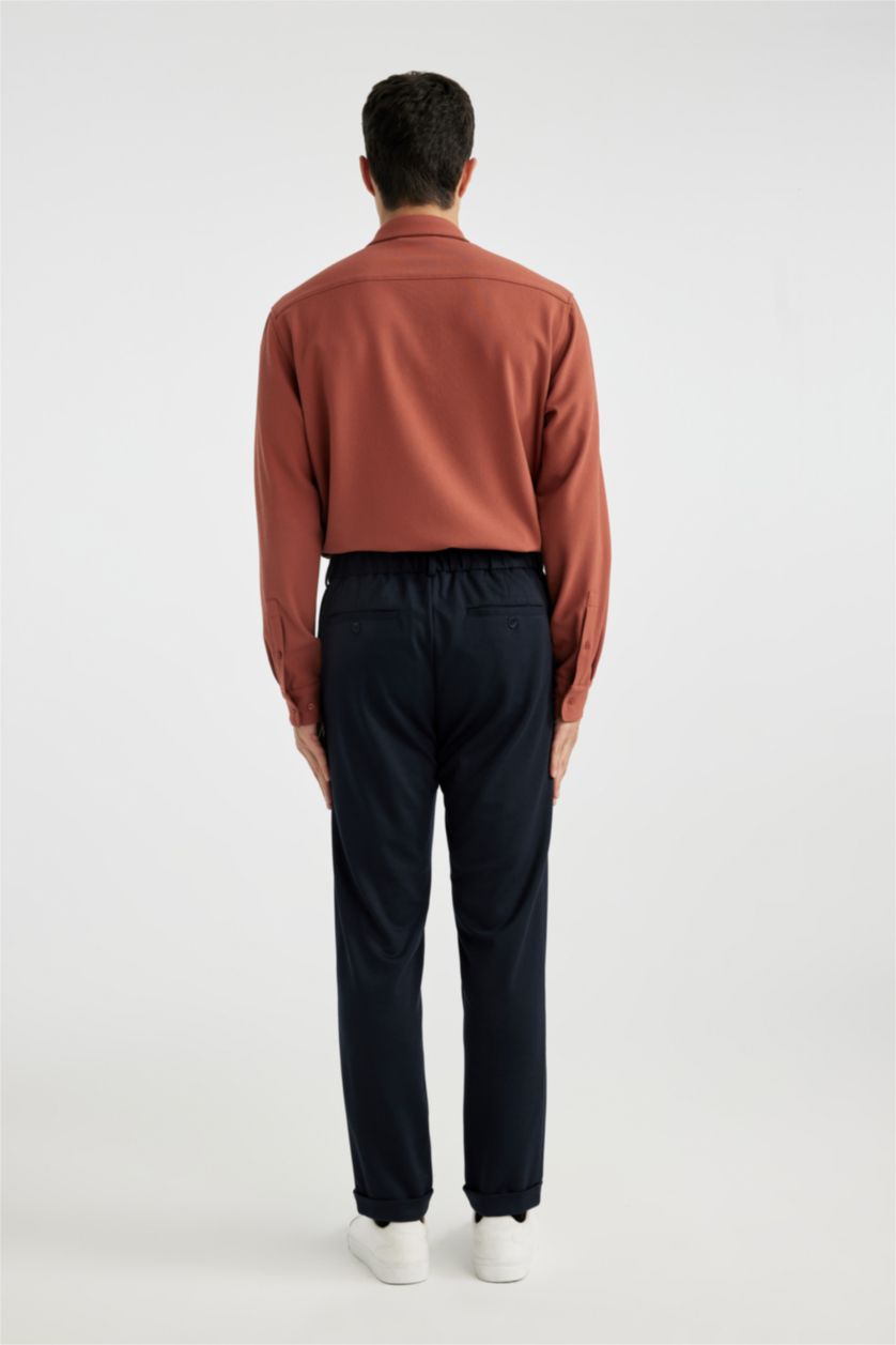 رجالي كحلي بنطلون جوجر ستريج بحافة مطوية