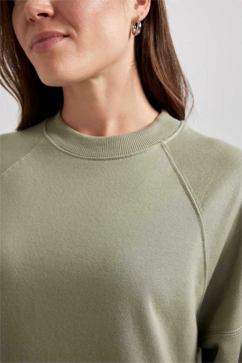 نساء كاكي فاتح سويت تونيك قماش رقيق قصة عادية ببطانة ناعمة