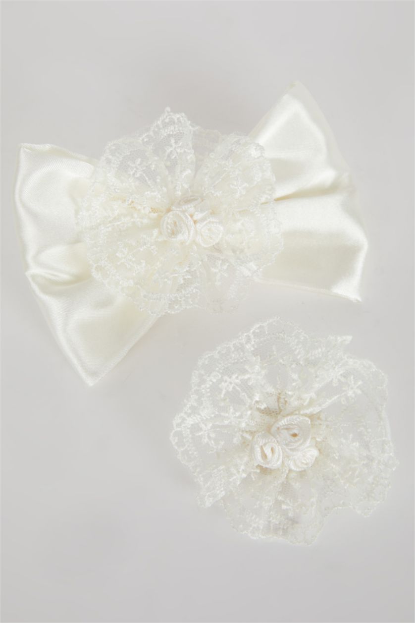 Kadın Ekru Kız Çocuk 2'li Saç Tokası