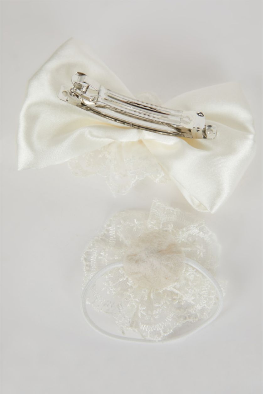 Kadın Ekru Kız Çocuk 2'li Saç Tokası