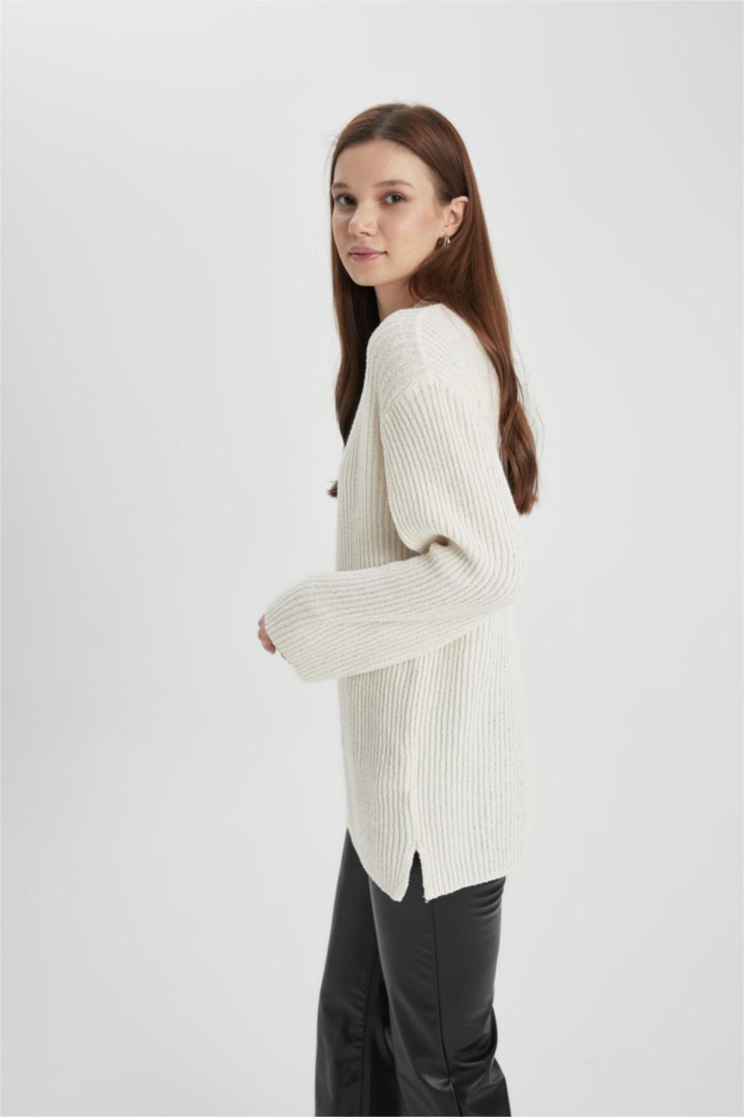 WOMAN Ecru Regular Fit Knitted Pullover Tunic