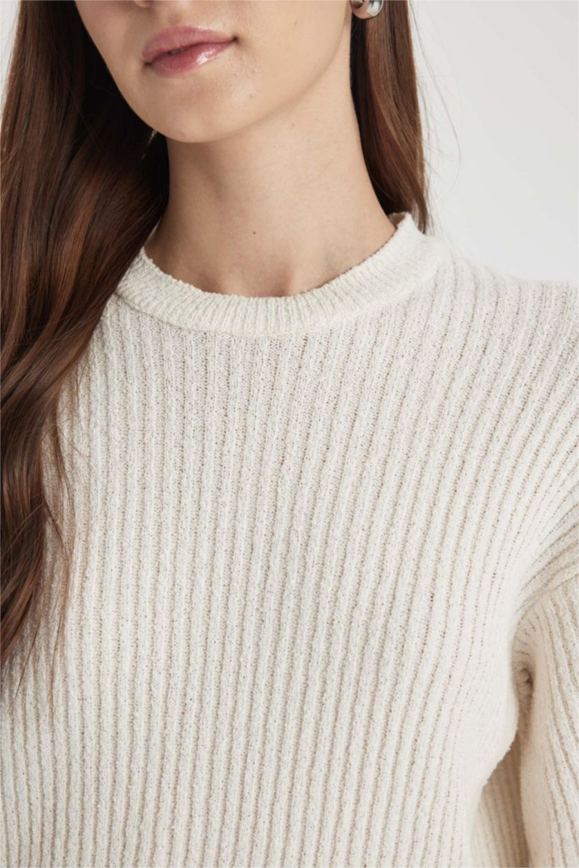 WOMAN Ecru Regular Fit Knitted Pullover Tunic