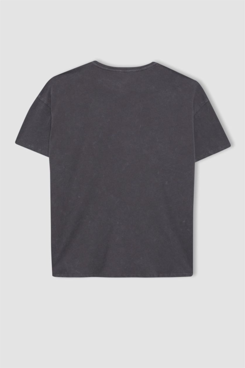 حريمي أنثرا تيشيرت نص كم اوفر سايز برقبة مستديرة