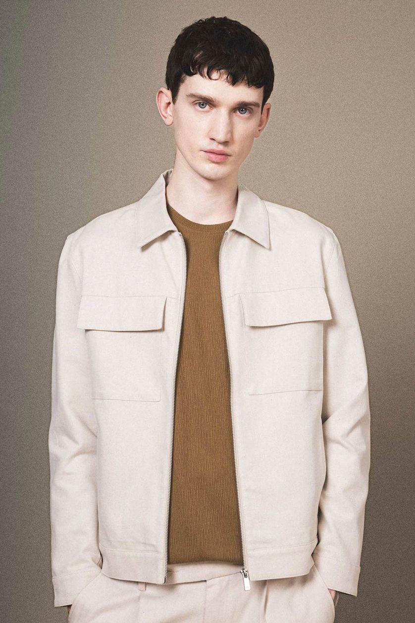 رجال ميلانج بيج جاكيت قصة عادية برقبة بولو بنصف بطانة