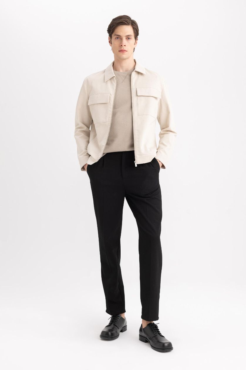 رجال ميلانج بيج جاكيت قصة عادية برقبة بولو بنصف بطانة