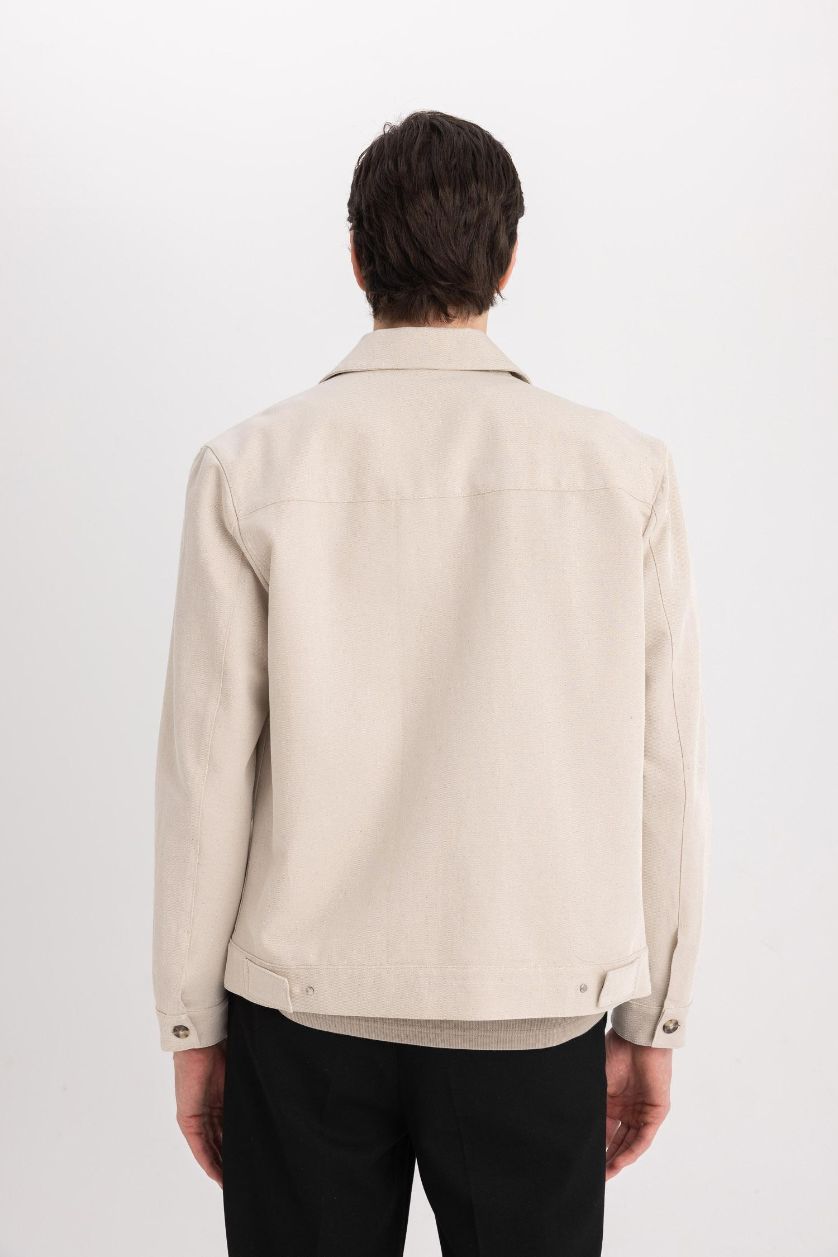 رجال ميلانج بيج جاكيت قصة عادية برقبة بولو بنصف بطانة