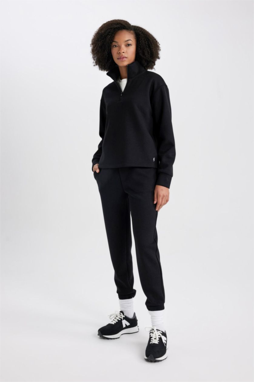 حريمي أسود بنطلون جوجر بريميوم قصة عادية من DeFactoFit