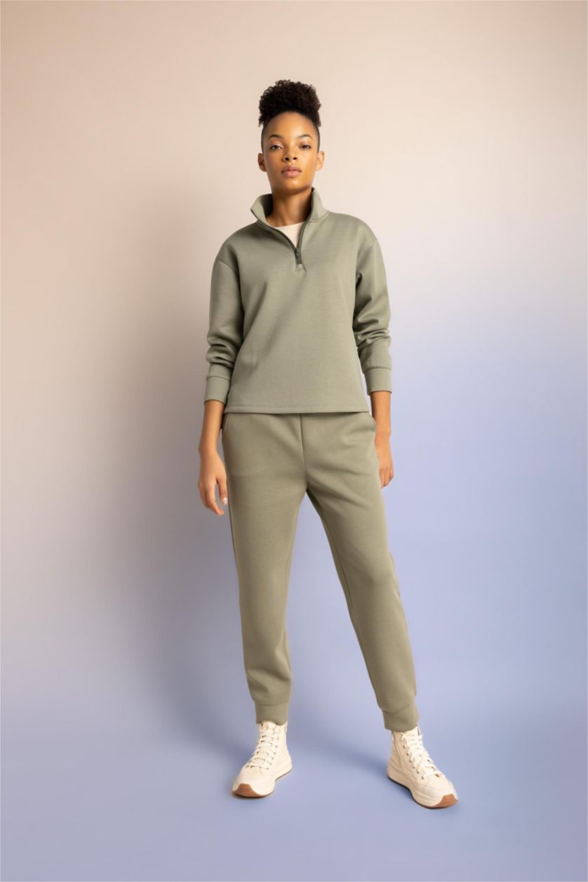 حريمي كاكي فاتح بنطلون جوجر بريميوم قصة عادية كاكي فاتح من DeFactoFit