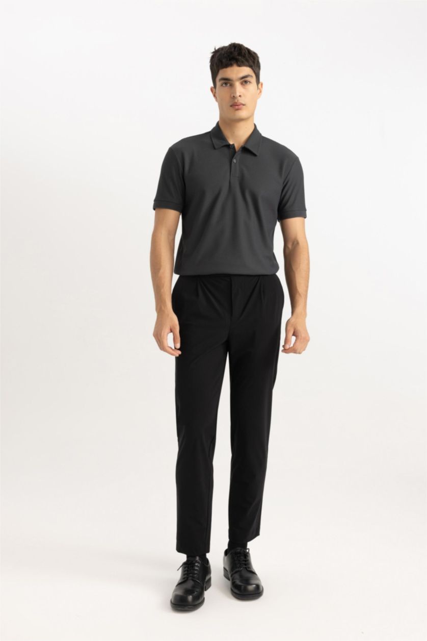 HOMME Anthracite T-Shirt Polo Coupe Moderne à Manches Courtes